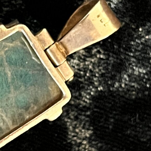Vintage Rectangular Labradorite Hinged Sterling Silver Pendant - 10g - VG / EUC - Picture 10 of 14